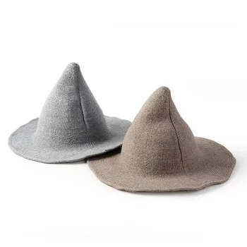 Efterår Og Vinter Fashion Heks Hat Uld Cosplay Kostumer, Rekvisitter Magiske Troldmand Guiden Troldmand Cap Spidse Bucket Hat