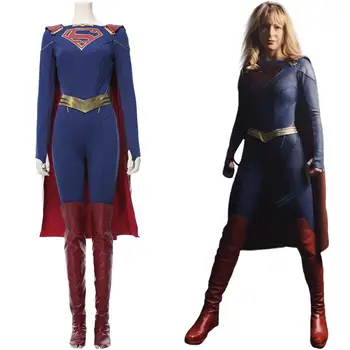 Kara Zor-El Danvers Cosplay Kostume Buksedragt Kappe, Bælte, Støvler Halloween, Karneval Kostume Kvinder Female Uniform Passer Til