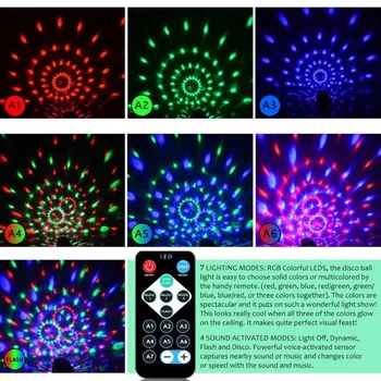 6-Farve Mini Disco Fase Magiske Crystal Led-Fase Ball Lampe Med Stemme Remote Voice Control Skønhed