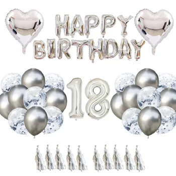 Konfetti latex ballon 1 10 18 21 år jubilæum sølv alfanumeriske ballon fødselsdag dekoration brusebad forsyninger