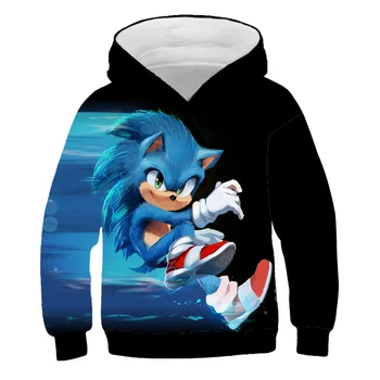 100-160 CM Høje Børn Hættetrøjer Efteråret Sonic the Hedgehog Børn Harajuku Tegnefilm Drenge Tøj Sweatshirt Streetwear Baby Toppe