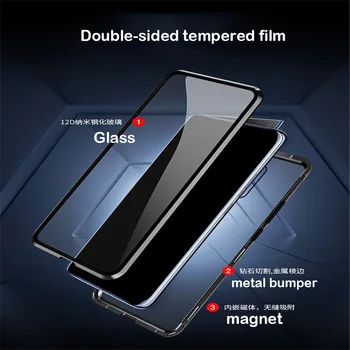 R-bare Magnetisk Metal Bumper Case for OPPO Reno 10x zoom Hærdet Glas Front Tilbage Dække For OPPO Reno/Reno 10x zoom Sag