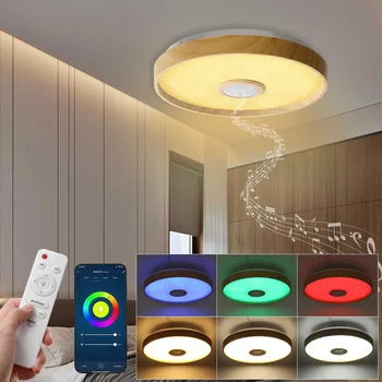 80W Moderne LED-loftslampe Smart Telefon bluetooth Musik Højttaler APP-Fjernbetjening, Lys RGB-Dæmpbar Soveværelse Loft Lampe 220V