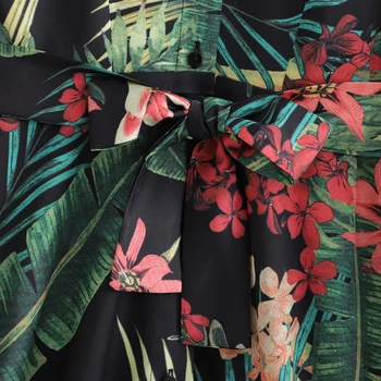 PUWD Vinatge Kvinde Blomst Trykt Vinger Lange Kjole 2021 Forår Mode Kinesisk Stil Kjoler Kvindelige Elegant Smart festkjole