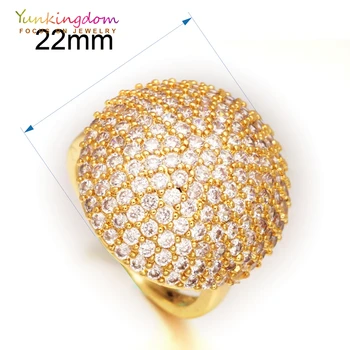 15 Forskellige Stilarter Hot Salg Luksus Mærke Store Ringe for Kvinder Fuld Snesevis Cubic Zircon Krystal Bryllup Guld Ring Dubai Smykker