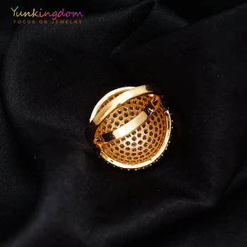 15 Forskellige Stilarter Hot Salg Luksus Mærke Store Ringe for Kvinder Fuld Snesevis Cubic Zircon Krystal Bryllup Guld Ring Dubai Smykker
