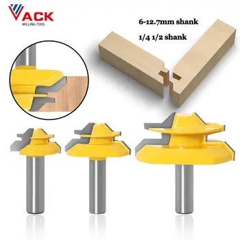 VACK 45 Graders Lock Spids Router Smule 6.35 8mm 12.7 mm Skaft, Træ Tenon Fræsere Til MDF, Krydsfiner Tømrer Værktøj til Træbearbejdning