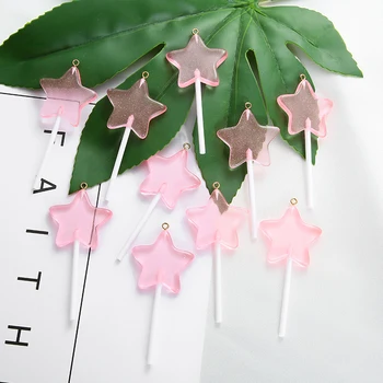 10stk/masse Glimmer Stjerne Lollipops Harpiks Candy Charms DIY Nøglering Halskæde Smykker at Gøre Tilbehør