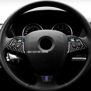 For BMW x5 e70 2008-13 ombygget interior carbon fiber rat, multifunktions-knappen dekorativ ramme mærkat