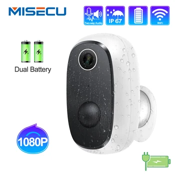 MISECU 1080P WiFi Kamera Genopladeligt Batteri Drevet Trådløs Sikkerhed IP-Kamera PIR Motion Detect Vandtæt Udendørs App Udsigt