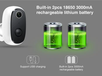 MISECU 1080P WiFi Kamera Genopladeligt Batteri Drevet Trådløs Sikkerhed IP-Kamera PIR Motion Detect Vandtæt Udendørs App Udsigt