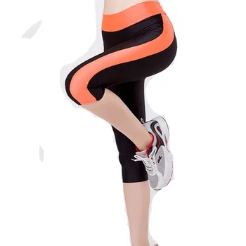 3/4 Yoga Bukser kvinder Kalv-længde Bukser Capri Bukser Sport leggings Kvinder Fitness Yoga Fitness Høj Talje Leggins Sort