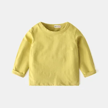 Børnetøj langærmet T-shirt i Foråret 2021 New Kids Wear Drenge Piger Top Baby Bomuld Rund Hals Klassisk Alsidig Mode