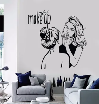 Vinyl Vægoverføringsbillede Make-Up Artist Wall Sticker Kosmetiske Beauty Salon Indretning Vægmaleri Flytbare Make Up Shop Væg Plakat N87