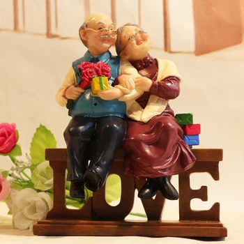 Q-ære Bryllup Gaver Forældre, Gaver, boligindretning tilbehør Harpiks Have Tal statuetter hjem til Farmor og Bedstefar Kærlighed