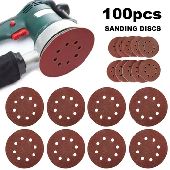 100Pcs 5in Sander Disc 40/60/80/180/400/800 Sandpapir korn Ark Hook og Loop slibeskive Slibning Disk for Sandpapir, Slibe-Skive