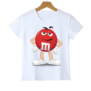 Søde kid t-shirt 3D-Dreng/Pige chokolade bønner MM print sjove streetwear t-shirt Animationsfilm kortærmet Baby-Shirts olome912