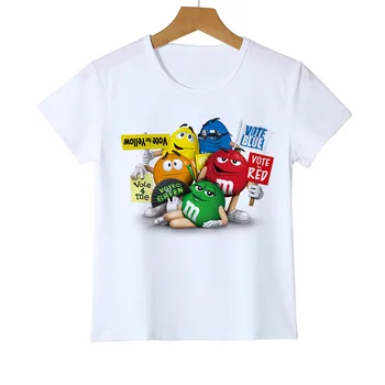 Søde kid t-shirt 3D-Dreng/Pige chokolade bønner MM print sjove streetwear t-shirt Animationsfilm kortærmet Baby-Shirts olome912