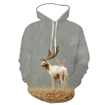 Forår og efterår nye 3D mænds sweater dyr søde hjorte sweater lille størrelse afslappet dreng pige pullover hoodie