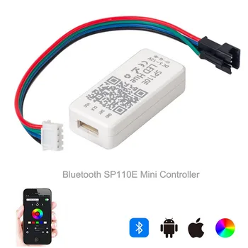 SP110E Bluetooth-Pixel LED-Controller, der Kontrolleres af Smart-Phone-APP til WS2811 WS2812B SK6812 1903 LED Strip Lights DM5-12V