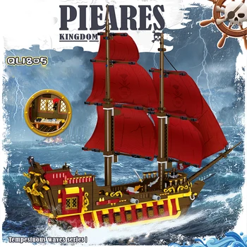 QUNLONG Skaberen Pirat Skib Pirater Tal Båd Ideer Eventyr Sejlbåd byggesten Skaberen Ekspert Sæt Mursten Kids Legetøj