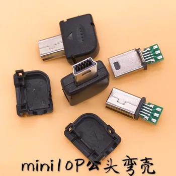 10set Højre Vinkel Albue MINI 10PIN USB-hanstik Med låg Shell