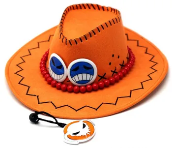 Wholesale One Piece Anime Cosplay Hat Portgas D Ace Cosplay Hat Cowboy Hat Souvenirs Pirates Caps With Bones Skull Toys
