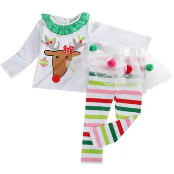 Nye År Kostume Spædbarn Baby Piger Jul Tøj Rensdyr Toppe Tutu Nederdel Bukser Udstyr Xmas kostumer til piger Navidad