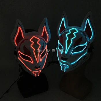 Led-Maske Halloween Fest Masque Maskerade Masker EL Neon Lys Maske Glød I Mørke Mascara Horror Anime Cosplay Maske