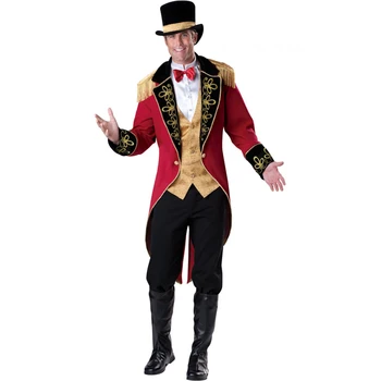 Mand Deluxe Sprechstallmeister Kostume Part Tryllekunstner Cirkus Løve Tamer Tuxedo Fantasia Fancy Kjole