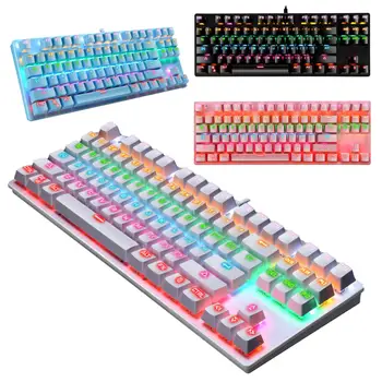 K550 Grønt Skaft Mekanisk Tastatur 87 Taster Gaming Tastatur med Farverige Lys Effekt for Windows XP/7/8/10 Systemer