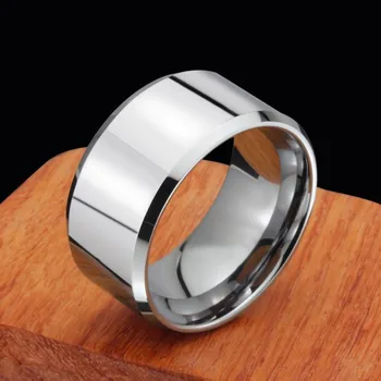 Mode 12 mm bredde Tungsten ring, Mænds Ringe Klassisk Ring,Sølv farve