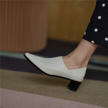 MORAZORA 2020 Nye ankomst kvinder pumps i ægte læder-slip-on damer sko tykke hæle firkantet tå kausale kjole sko