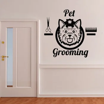 Pet Grooming vægoverføringsbillede Vinyl pet Groomer Dyr Beauty Salon Indretning Flytbare Klistermærker Pet Grooming Glas Dør Dekoration Z650