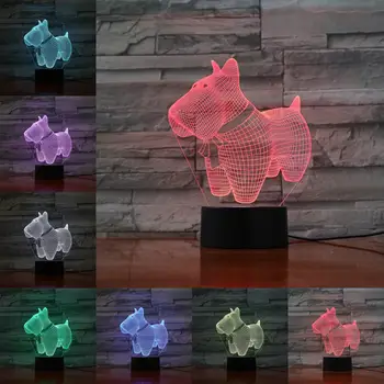 3D-Dog Lampe 7 Farver Skiftende Night Light Touch Remote Base Gaver Til Børn, Soveværelse Indretning Akryl Plade Understøtter USB Opladning