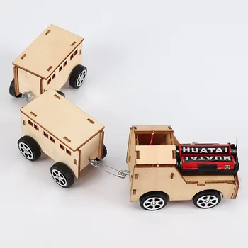 Børn Videnskab Legetøj DIY Eksperiment Kit 3D Træ Tog Elektronisk Legetøj Til Børn Uddannelsesmæssige Malet Toy Sæt Interaktive Spil