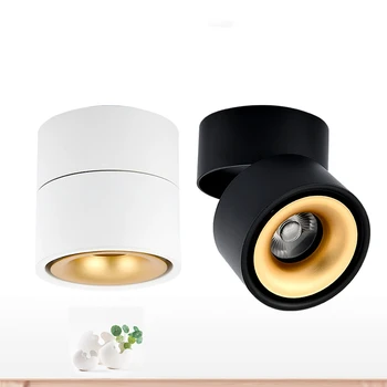 Dæmpbar LED loftslampe AC85-240V 8W 10W 12W 15W LED overflade monteret loft lys sammenklappelig og 360 graders roterbar COB stedet