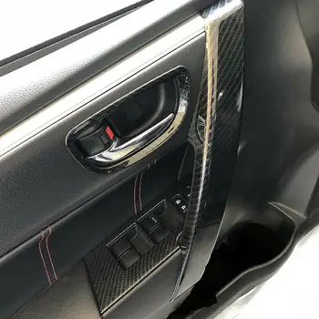 Carbon Fibre Style ABS dørhåndtag Armlæn Dække Trim Passer Til Toyota Corolla 2016 2017 2018