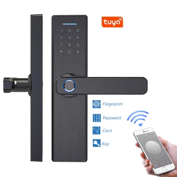 Smart Doorlock Sikkerhed Biometrisk Lås, Fingeraftryk Lås Intelligent Lås Med Password RFID-Kort Tuya App
