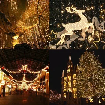 SICCSAEE Udendørs jul led string lys 100M 20M 10M 5M Luces Decoracion fe lys ferie lys belysning træ garland