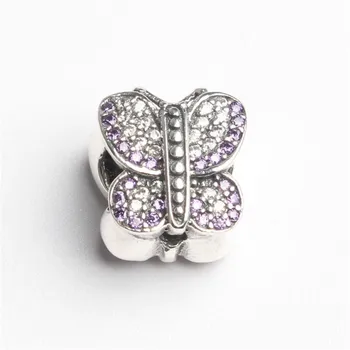925 Sterling Sølv Smykker, Charms Perler Passer Europæisk Charme Armbånd & Choker Sten Banet Butterfly Perler Kvinder DIY Smykker