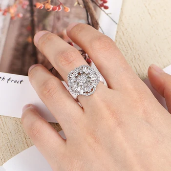 S925 Sterling Sølv Rhinestone Krystal vielsesringe Kvinders Zircon Sund Keramiske Ringe forlovelsesringe Glamour Smykker