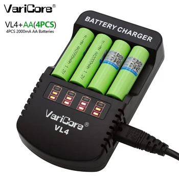8STK VariCore AA 2000mah 1,2 V NiMH-batterier for robot-fjernbetjening legetøj medicinsk udstyr produkter+VariCore VL4 Oplader