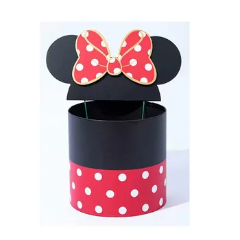 Dejlig bue Mickey spand flower pot gaveæske DIY runde box emballage, jeg elsker dig Pap børnenes Dag fødselsdagsfest Børn