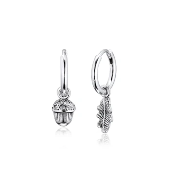 Acorn & Leaf Hoop Øreringe Sterling sølv Smykker, Øreringe Til Kvinde Valentine ' s day Gave Mode Øreringe