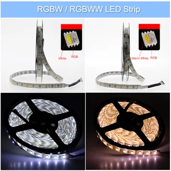 4 i 1 RGBW LED Strip 5050 DC12V Fleksibel LED-Lys RGB+Hvid / RGB+Varm Hvid LED Strip 60 Lysdioder/m 5m/masse.