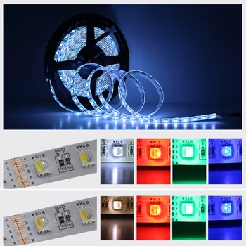 4 i 1 RGBW LED Strip 5050 DC12V Fleksibel LED-Lys RGB+Hvid / RGB+Varm Hvid LED Strip 60 Lysdioder/m 5m/masse.