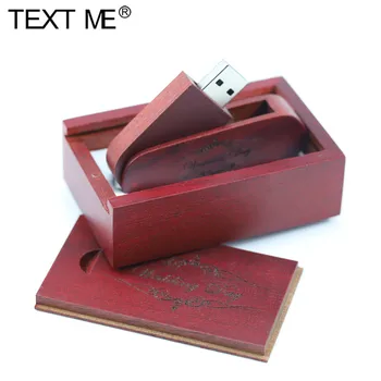 TEKST ME64GB træ - + boxed gratis gravering LOGO USB-flash-drev 8GB 16GB 32GB 4GB USB 2.0-stick memory stick