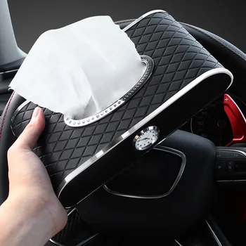 Læder Multifunktionelle Facial Tissue Box servietholder med Uret Parkering Nummerplade til hjemmekontoret Bil Auto Produkter