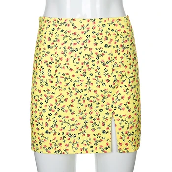 Sweetown Små Blomster Print Søde Nederdele Til Kvinder Koreansk Mode Streetwear Tøj Casual Højtaljede Mini Nederdel, Sommer